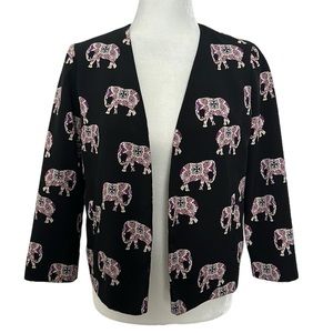 ASOS petite black / purple elephant print jacket edge to edge front size 4P